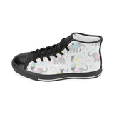 Cute elephant mouse pattern Women's High Top Canvas Shoes Black