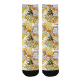 Cool Bee honeycomb leaves pattern Crew Socks