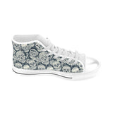 Sugar skull black white pattern Men's High Top Canvas Shoes White