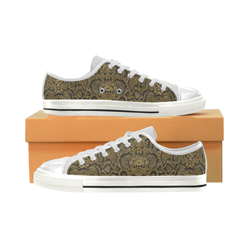 Snake skin pattern Women's Low Top Canvas Shoes White
