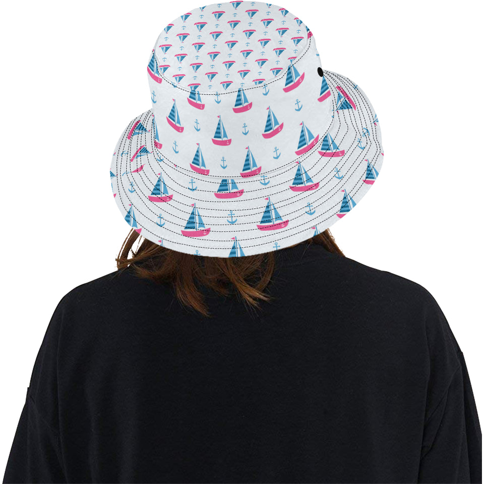 Sailboat anchor pattern Unisex Bucket Hat