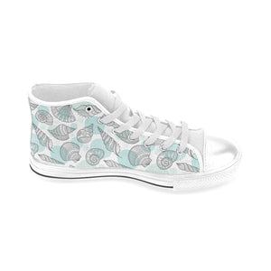 Shell polynesian tribal Men's High Top Canvas Shoes White