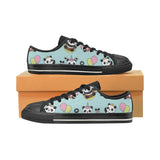 Cute baby panda pattern Men's Low Top Canvas Shoes Black