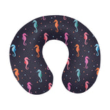 Watercolor colorful seahorse pattern U-Shaped Travel Neck Pillow