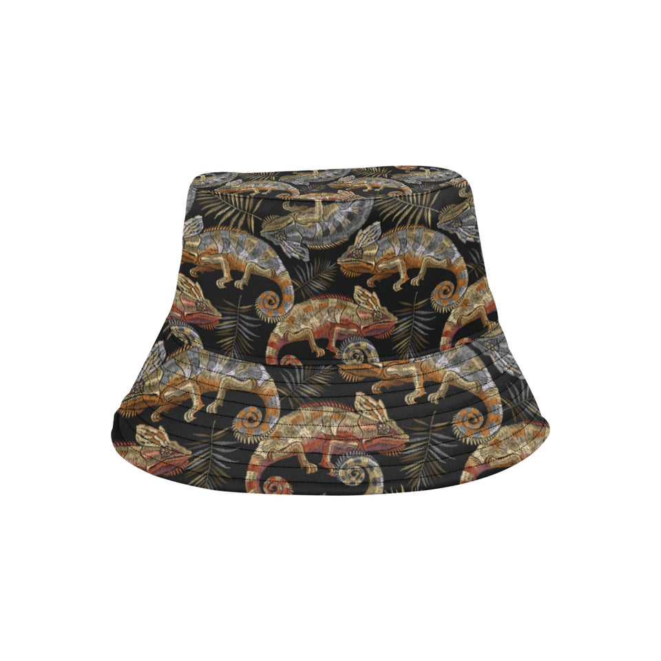 Chameleon lizard tropical leaves palm tree Unisex Bucket Hat