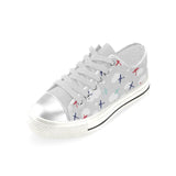 Airplane cloud grey background Kids' Boys' Girls' Low Top Canvas Shoes White