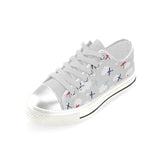 Airplane cloud grey background Women's Low Top Canvas Shoes White