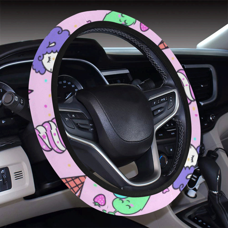 Cute ice cream cone animal pattern Car Steering Wheel Cover