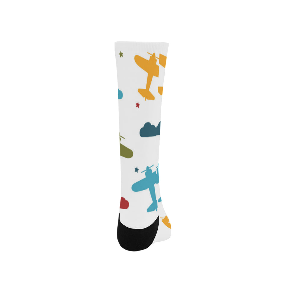 Airplane star cloud colorful Crew Socks