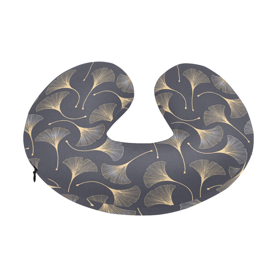 Gold ginkgo leaves U-Shaped Travel Neck Pillow