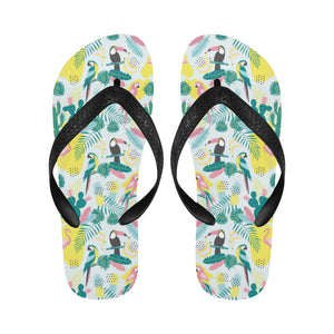 Cute parrot toucan flamingo cactus exotic leaves p Unisex Flip Flops