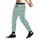 Fox pattern blue b ackground Unisex Casual Sweatpants