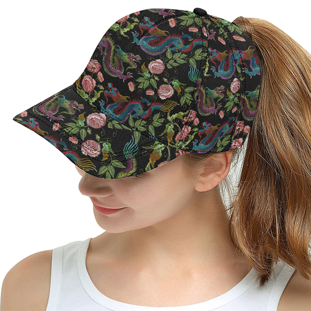 Dragons flower pattern All Over Print Snapback Cap