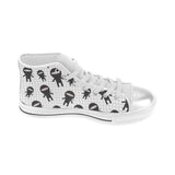 Ninja pattern plaid background Women's High Top Canvas Shoes White