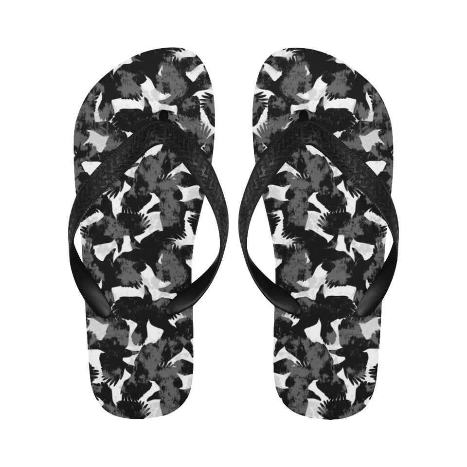 Crow illustration pattern Unisex Flip Flops