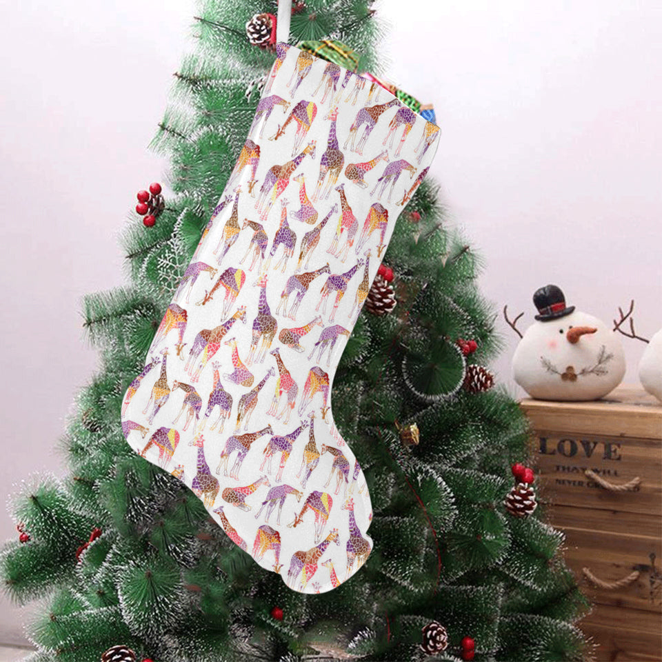 Giraffe Pattern Print Design 02 Christmas Stocking