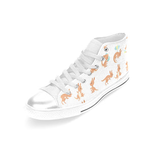 Cute Kangaroo pattern Women's High Top Canvas Shoes White