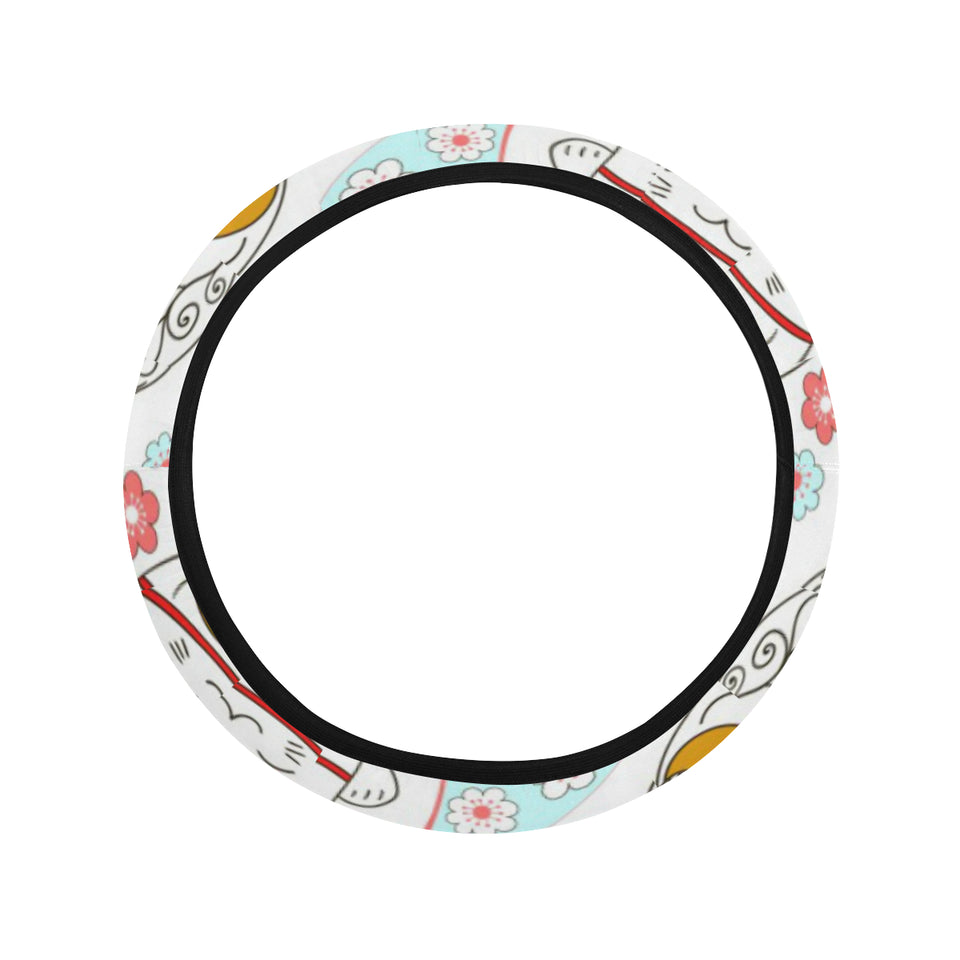 Maneki neko cat fan sakura Car Steering Wheel Cover