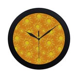 Sun orange background Elegant Black Wall Clock