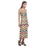 zigzag  chevron colorful pattern V-Neck Open Fork Long Dress