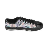 Butterfly pattern Men's Low Top Canvas Shoes Black