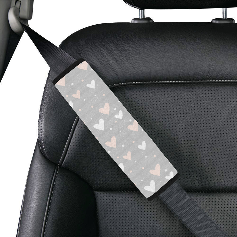 Heart pattern gray background Car Seat Belt Cover