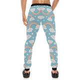 Cute rainbow clound star pattern blue background Unisex Casual Sweatpants