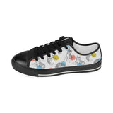 Siberian husky and colorful circle pattern Kids' Boys' Girls' Low Top Canvas Shoes Black