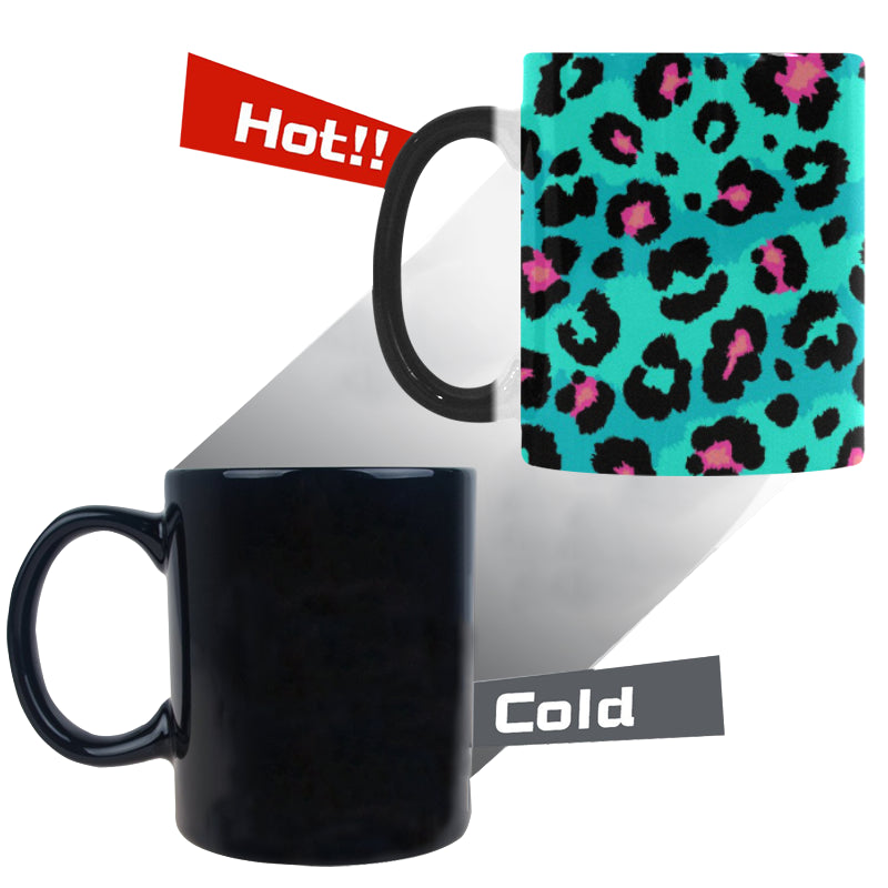 Green leopard skin print pattern Morphing Mug Heat Changing Mug