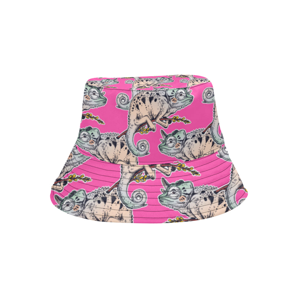 Chameleon lizard pattern pink background Unisex Bucket Hat