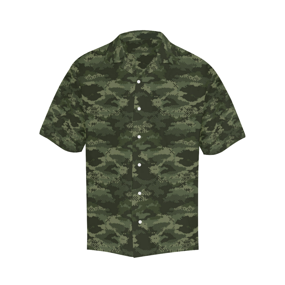 Digital Green camouflage pattern Men's All Over Print Hawaiian Shirt