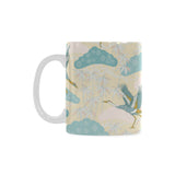 Bonsai bamboo stork japanese pattern cream theme Classical White Mug (Fulfilled In US)