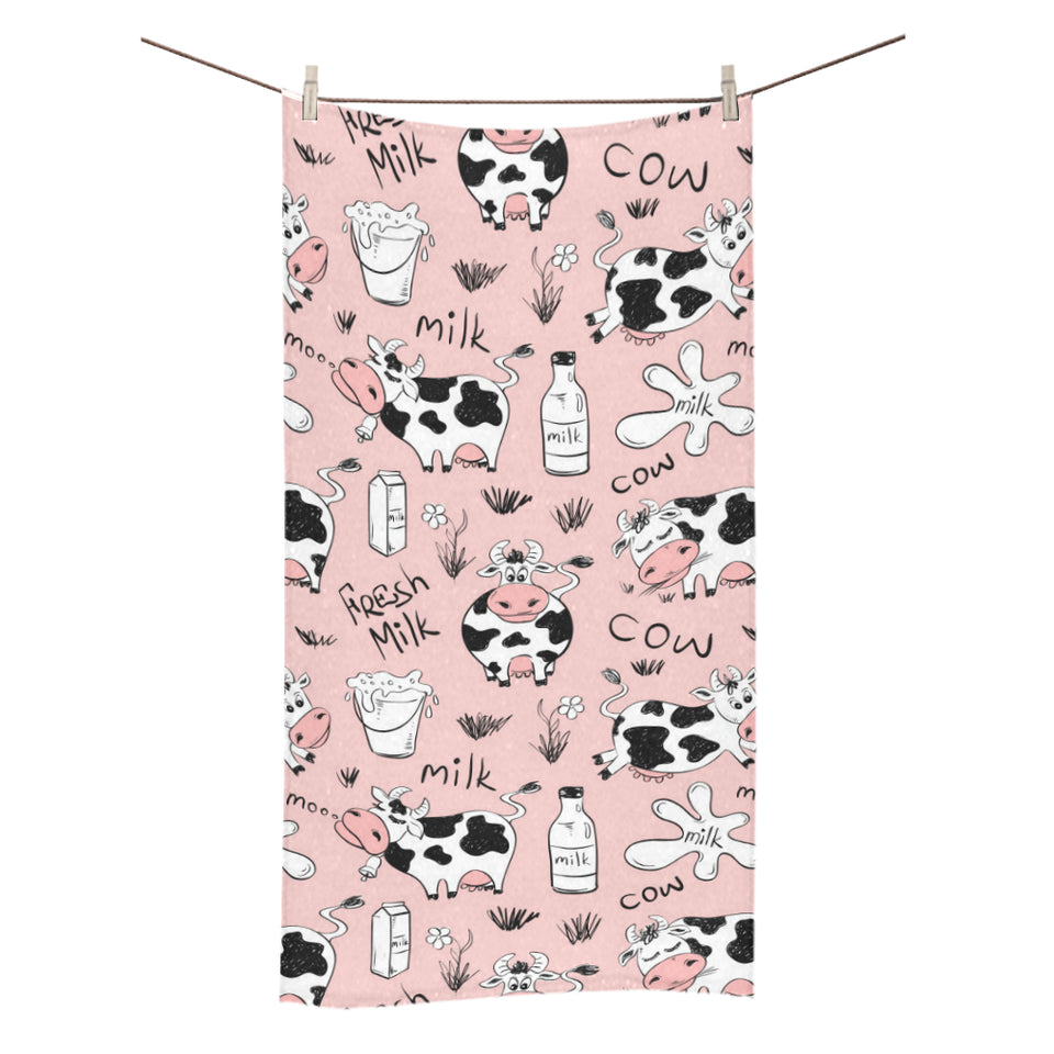 Cows milk product pink background Bath Towel