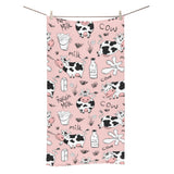 Cows milk product pink background Bath Towel