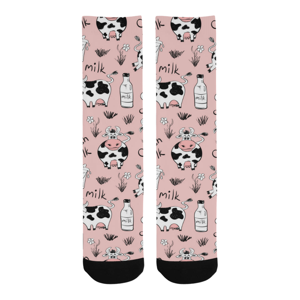 Cows milk product pink background Crew Socks