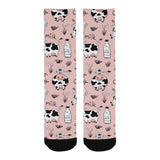 Cows milk product pink background Crew Socks