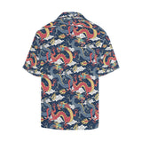 Blue red dragon cloud pattern Men's All Over Print Hawaiian Shirt