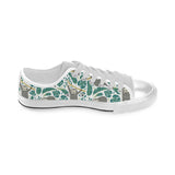 Cute sloths tropical palm leaves white background Men's Low Top Shoes White