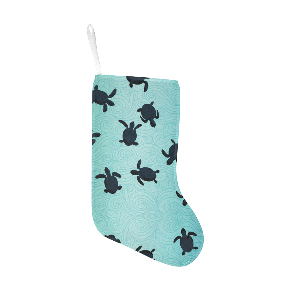 Sea turtle with blue ocean backgroud Christmas Stocking