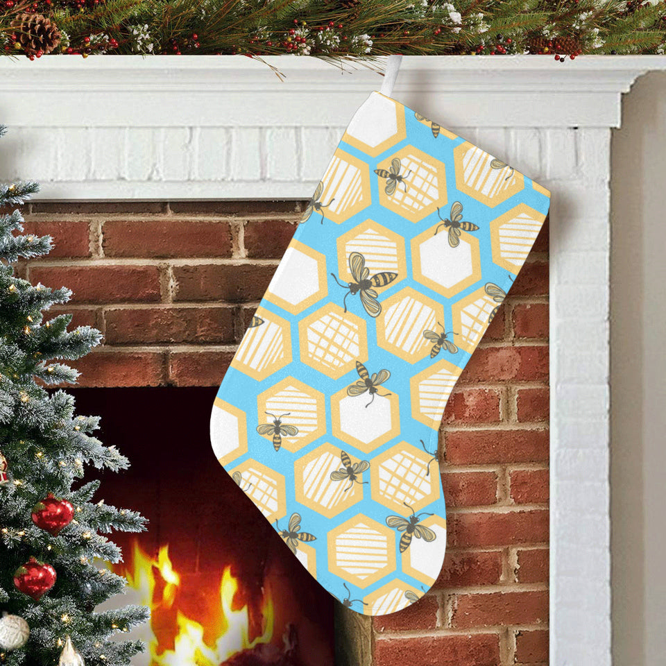 Bee honeycomb pattern Christmas Stocking