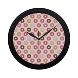 Colorful donut pattern Elegant Black Wall Clock