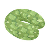 Broccoli pattern green background U-Shaped Travel Neck Pillow