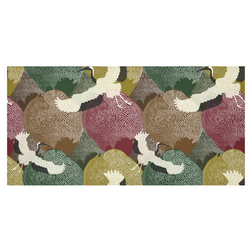 Japanese cranes flying forest dot pattern Tablecloth