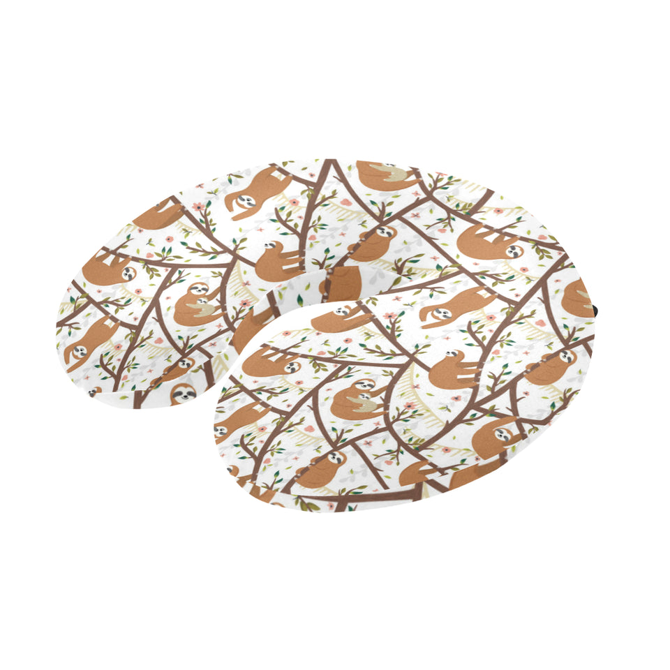 Sloths hanging on the tree pattern U-Shaped Travel Neck Pillow