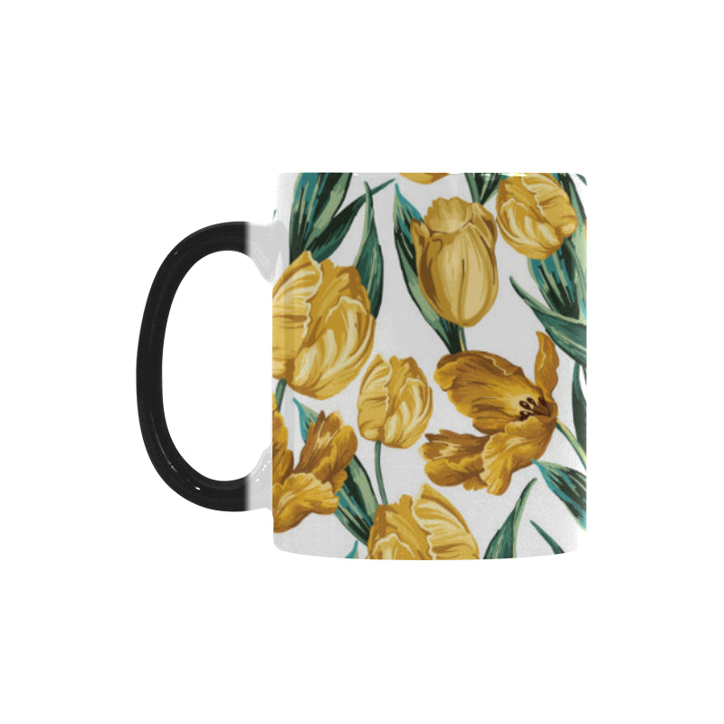 yellow tulips pattern Morphing Mug Heat Changing Mug