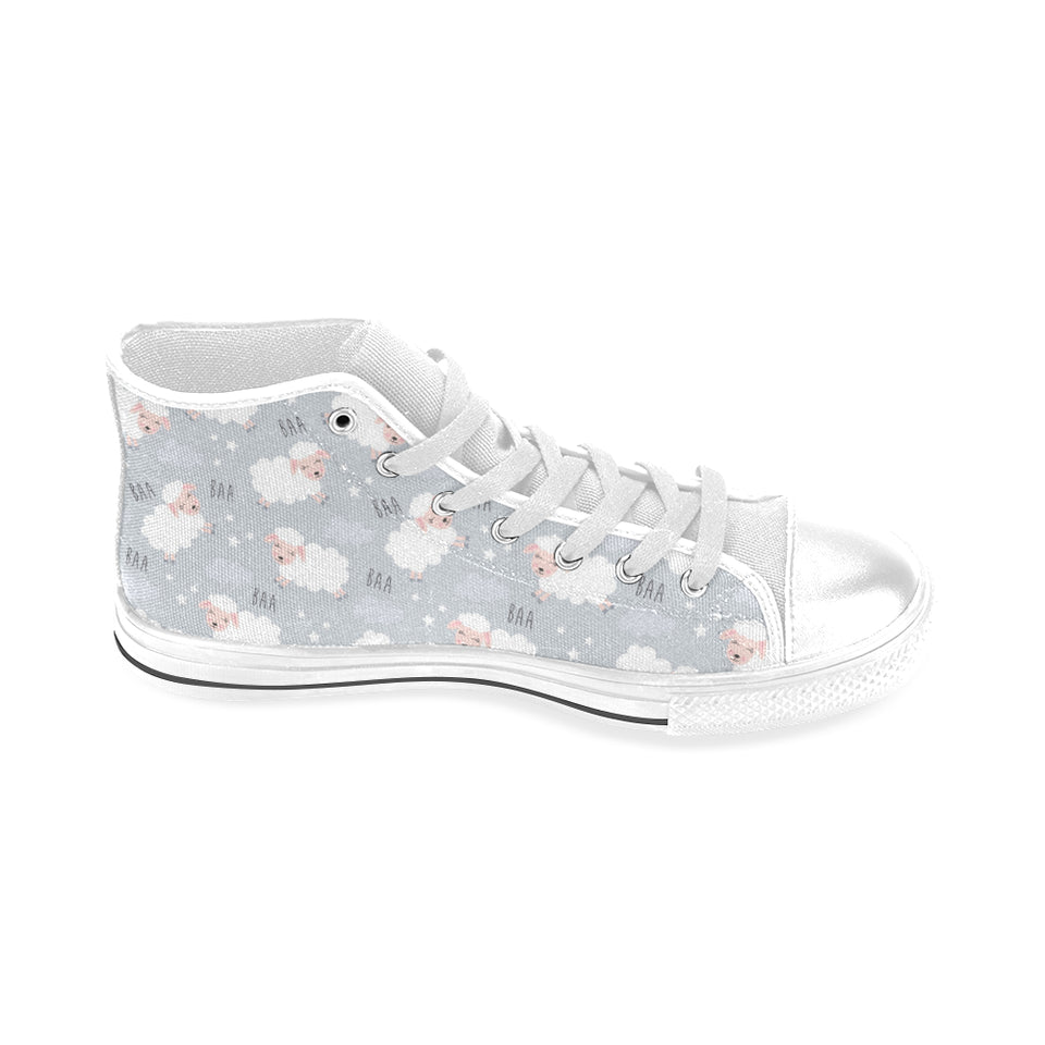 Sweet dreams sheep pattern Men's High Top Canvas Shoes White