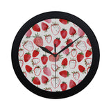watercolor hand drawn beautiful strawberry pattern Elegant Black Wall Clock