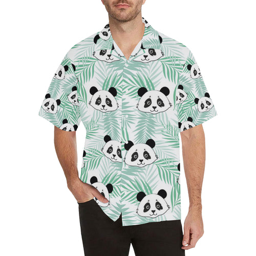 Panda pattern tropical leaves background Men's All Over Print Hawaiian Shirt