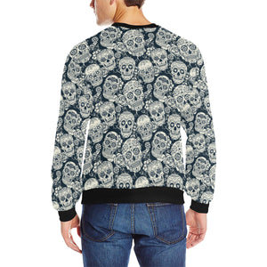 Sugar skull black white pattern Men's Crew Neck Sweatshirt