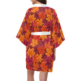 Autumn maple leaf pattern Women's Short Kimono Robe